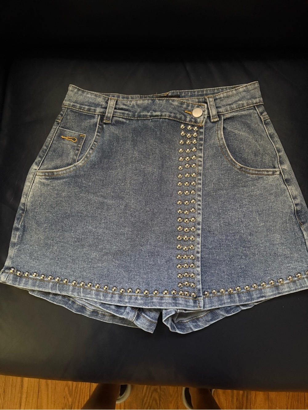 House of Harlow 1960 Blue Studded Denim Mini Skort